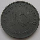 German Third Reich 10 Reichspfennig zink coin with swastika