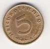 Third Reich German 5 Reichspfennig bronze coin with swastika