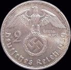 Third Reich 2 Reichsmark silver with swastika