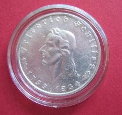 Schiller Reichsmark Nazi Silver Coin 